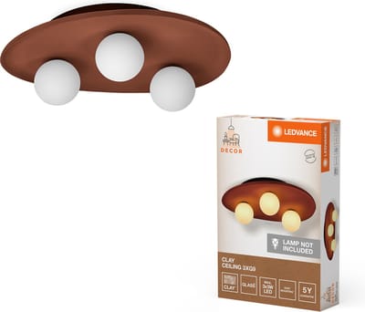 LEDVANCE Decor Clay Nest Plafondlamp van klei, met nestvormige lampenkappen in bruin, 3-lichts, G9-fitting, voor moderne binnenverlichting, zonder lichtbron