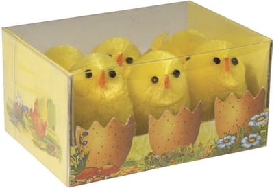 Paaskuikentjes 3,5 cm - 6x stuks - Paasdecoratie / Paasversiering - Pasen thema feestartikelen