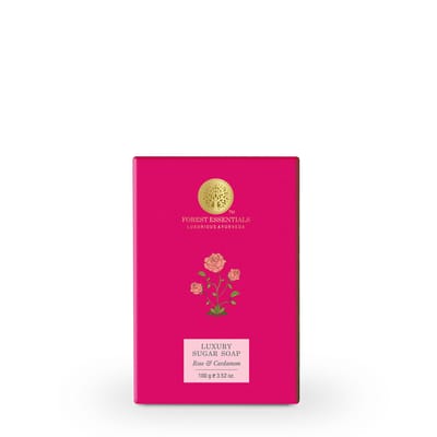 Forest Essentials Rozen & Kardemom Zeep | Ayurvedische Geparfumeerde Handgemaakte Badzeep | Reinigt Zacht & Verzacht de Huid | Met Natuurlijke Oliën & Onbewerkte Rietsuiker multi