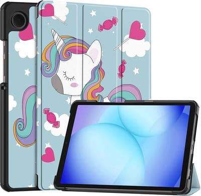 Hoesje - Geschikt voor Samsung Galaxy Tab A11 / A9 - Dun & Stevig - Hardcover Book Case - Trifold Bookcase Hoes - Hard Cover - Tablethoes - Eenhoorn