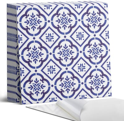 Coloray Plaktegels - Tegelpatroon met ornamenten Portugese Tegels - 30 cm x 30 cm - Blauw Plaktegels - 9 stuks - Vierkant PVC Tegels - Plaktegels Keuken - Zelfklevende Vloertegels - Vinyl Tegels - Zelfklevende Tegels