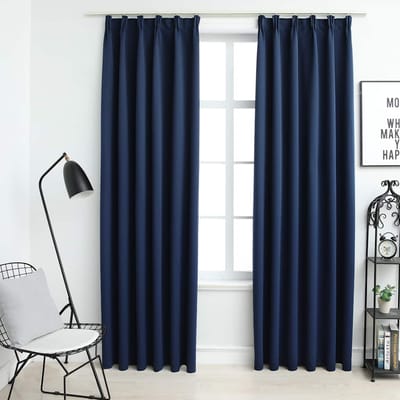 vidaXL - Gordijnen - verduisterend - met - haken - 2 - st - 140x175 - cm - blauw