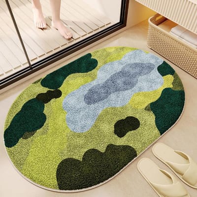 Mos Pluizig Vloerkleed Huishoudelijk Absorberend Matje Badkamer Tapijt Entree Vlokken Toilet Antislip Mat 40*60cm gray