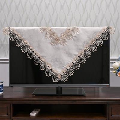 Tafelkleed Vierkant Tafelkleed Garen Borduurwerk Kant Tafelkleden Voor Computer Tafelhoes LCD Tv Handdoeken Tafel Juppe Stofhoes 83X83cm