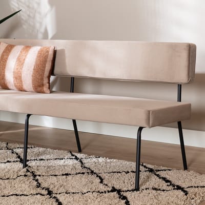 Bronx71® Velvet eetkamerbank Espen taupe 190 cm - eettafelbank - eetbank