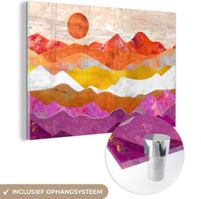 MuchoWow® Glasschilderij 60x40 cm - Schilderij acrylglas - Lesbian - Pride - Marmer - Foto op glas - Schilderijen