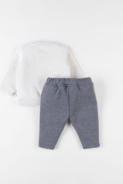 Noukie's - Joggingpak - Unie - Lichtbeige / grijst - Dino - 18 maand 86