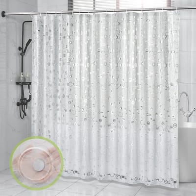 Famanu - Extra lang douchegordijn 240x200 cm, EVA-materiaal, mat, waterdicht, anti-schimmel, met 16 ringen