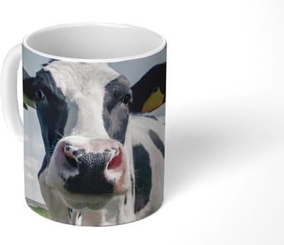 Mok - Koffiemok - Koe - Weiland - Natuur - Dieren - Gras - Mokken - 350 ML - Beker - Koffiemokken - Theemok