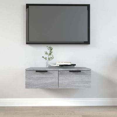 Wandkast Hout - Hangend Kastje - Opbergen Decoratie - Glad Oppervlak - 68x30x20 cm - Grijs Sonoma
