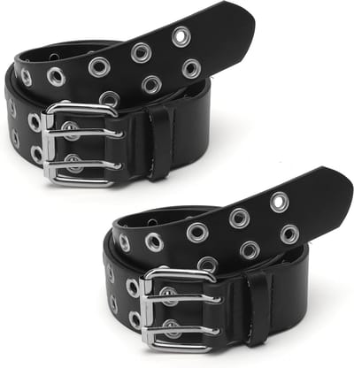 Zwarte Riem met Nieten voor Dames - Dubbele Gat Leren Jeansriem in Punk Stijl voor Cosplay en Hip Hop Fashion