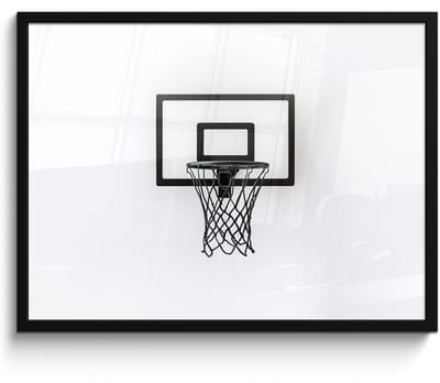 Poster in lijst - Fotolijst 70x50 cm - Posters - Basketbalbord - Minimalistisch - Zwart - Posterlijst zwart - Decoratie - Wanddecoratie woonkamer - Muurdecoratie slaapkamer