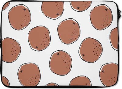 Laptophoes 14 inch - Kokosnoten - Zomer - Patroon - Laptop sleeve - Binnenmaat 33x23 cm - Zwarte achterkant