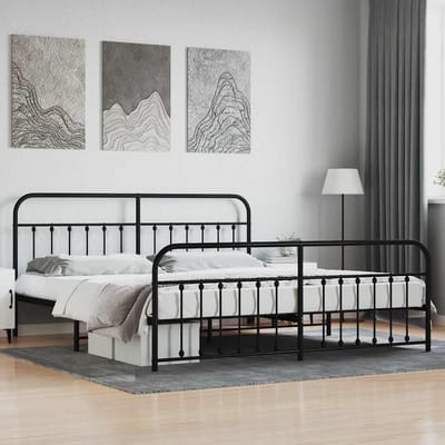 vidaXL - Bedframe - met - hoofd- - en - voeteneinde - metaal - zwart - 200x200 - cm