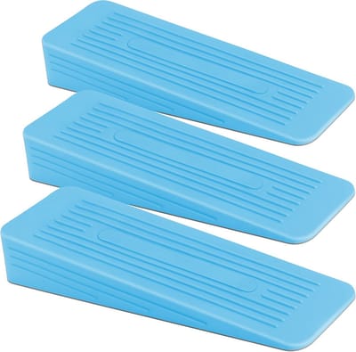Set van 3 Deurstoppers van Rubber - Antislip, Duurzaam en Robuust - Ideaal voor Alle Vloertypes - Blauw