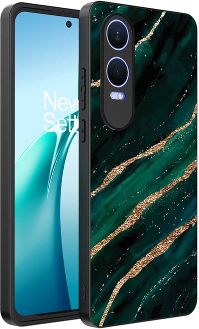 Smartphonica Telefoonhoesje Geschikt voor OnePlus Nord CE 4 Lite met marmer opdruk - TPU backcover case marble design - Groen Goud geschikt voor OnePlus Nord CE 4 Lite
