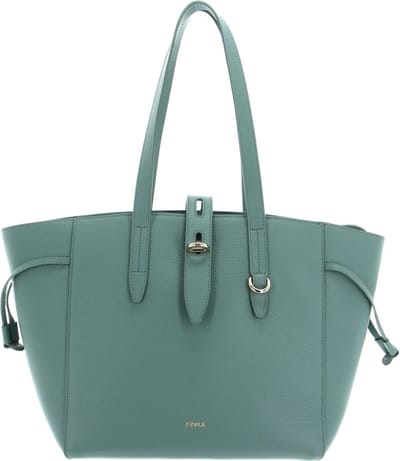 FURLA Leren Shopper Schoudertas Net Tote Bag Mineral Green Mintgroen