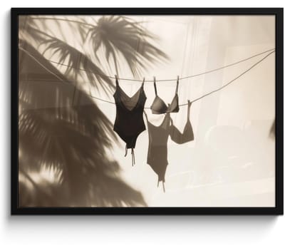 Poster in lijst - Fotolijst 80x60 cm - Posters - Badkleding - Palmbomen - Schaduw - Tropisch - Posterlijst zwart - Decoratie - Wanddecoratie woonkamer - Muurdecoratie slaapkamer