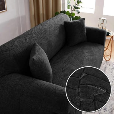 Verdikte Jacquard Bankhoes voor Woonkamer Elastische Dikke Waterdichte Bankhoes 1/2/3/4 Zits L-vormige Hoekbankhoes 3 SEAT (190-230CM)