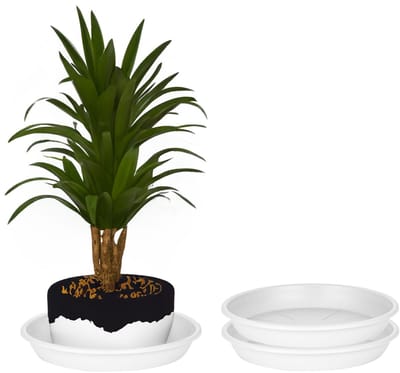 Juypal Plantenschotel - 2x - wit - kunststof - Dia 30,5 cm - onderschotel/opvangschaal