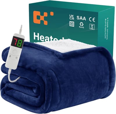 Elektrische deken - Warmtedeken knuffeldeken - Ontspanning thuis - 10 warmtestanden automatische uitschakeling - 180 x 130 cm - Blauw