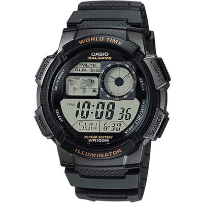 Casio YOUTH serie - Schijf digitaal display, klassieke retro mode, kwartsuurwerk, harsband, Japanse en Koreaanse horloge, herenhorloge, AE-1000W-1A zwart