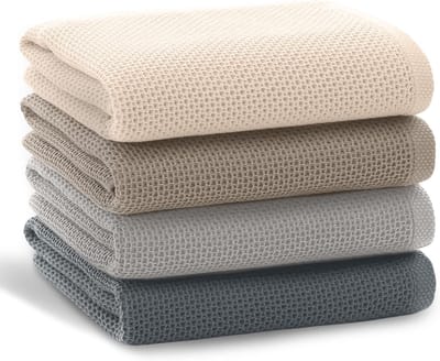 Set van 6 Katoenen Keukenhanddoeken 65x45cm | Zacht, Absorberend en Sneldrogend | Wafelstructuur voor Keuken en Bar Gebruik
