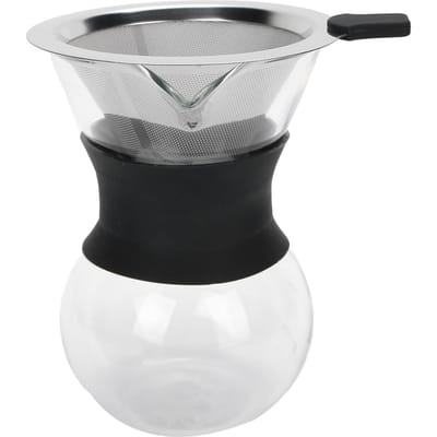 Cafetière en Verre Réutilisable avec Filtre en Acier Inoxydable Cafetière Manuelle à Goutte à Goutte Set 200ml gray