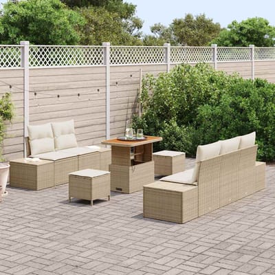 vidaXL - Tuinbank - Set - 8 - st - 7-Aantal - zitplaatsen - Beige - Poly - rattan
