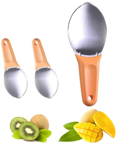 3 stuks - Mangosnijder - dunschiller en ontpitter - kiwisnijder - mango- en kiwisnijder - watermeloensnijder - keukengereedschap voor het maken van fruitsalade (sinaasappel)