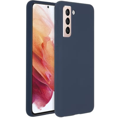 Accezz Hoesje - Geschikt voor Samsung Galaxy S21 - Liquid Silicone Backcover - Donkerblauw