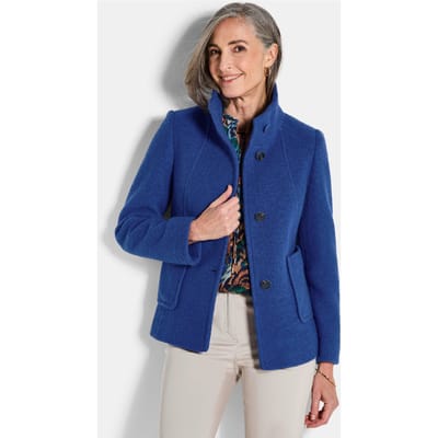 Jas van wolmix en met opstaande kraag - koningsblauw - Gr. 38 van Goldner Fashion