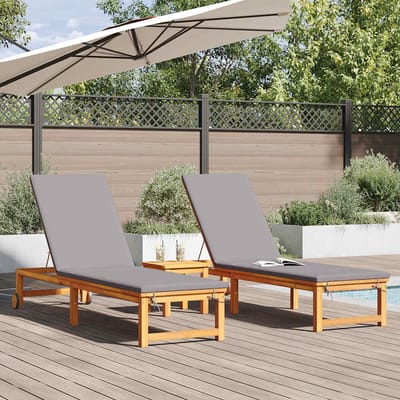 vidaXL Ligstoel 2 pcs Bruin 202 x 53 x 89 cm Massief Acacia Hout