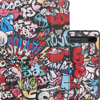 Hoes - Geschikt voor Samsung Galaxy Tab S7 FE - Dun & Stevig - Trifold Bookcase - Hard Cover Case - Met Uitsparing Geschikt voor S Pen - Hardcover Book - Tablet Hoesje - Graffity