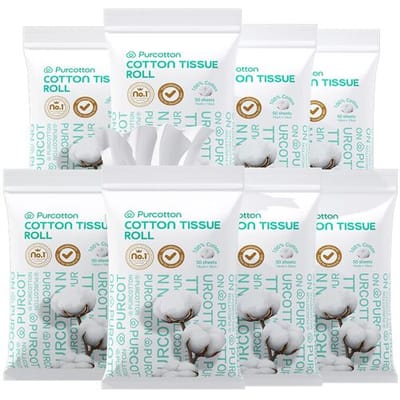 Purcotton 100% katoenen gezichtsdoekjes, reispakket 400 stuks (50 vellen * 8 verpakkingen), draagbaar en afzonderlijk verpakt, ideaal voor op reis