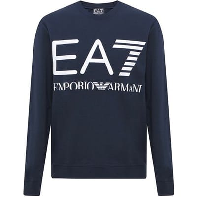 Emporio Armani EA7 Série Motif Lettres et Chiffres Imprimé Col Rond Manches Longues Sweatshirt Décontracté Homme sweat-shirt Bleu Marine 6KPM68-PJBWZ-1554 L blue