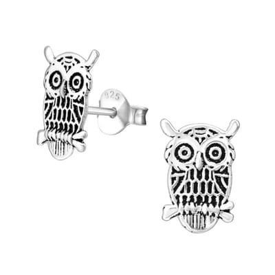 Aramat Jewels | Oorbellen | Geoxideerde Uiltjes Oorbellen 11x8mm | | | |8mm | Zilver | Kinderen | Verkleurd niet