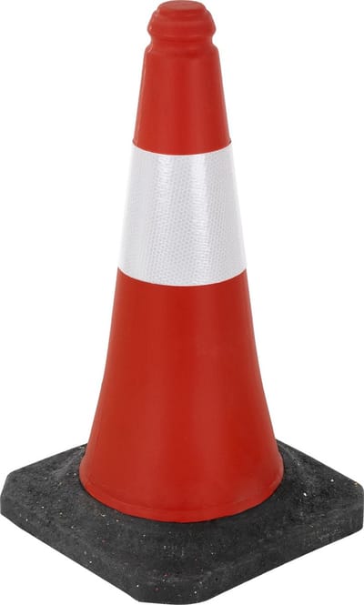 Verkeerskegel verkeerspaal verzwaard 51cm rood/wit met zware voet