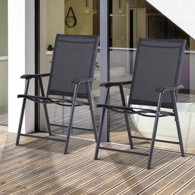 REDOM Campingstoelen Set Van 2 - Opvouwbaar Met Armleuningen - Metaal - Zwart - 58 x 64 x 94 cm