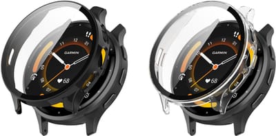 Strap-it TPU Case (Transparant) + TPU Case (Zwart) - Geschikt voor Garmin Venu 3S - Beschermende Hoes - Schermbeschermer - Duurzame Bescherming & Schokbestendigheid - Bundel