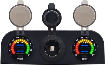 ProRide 12V USB Autolader 2 Poorten - QC3.0 - Voltmeter en 12V/24V Sigarettenplug - Drievoudig opbouw
