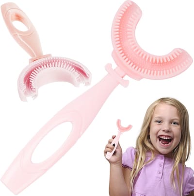 Kindertandenborstel - U-Vormig - Babytandenborstel - Tandenborstel - 360 Graden - Roze
