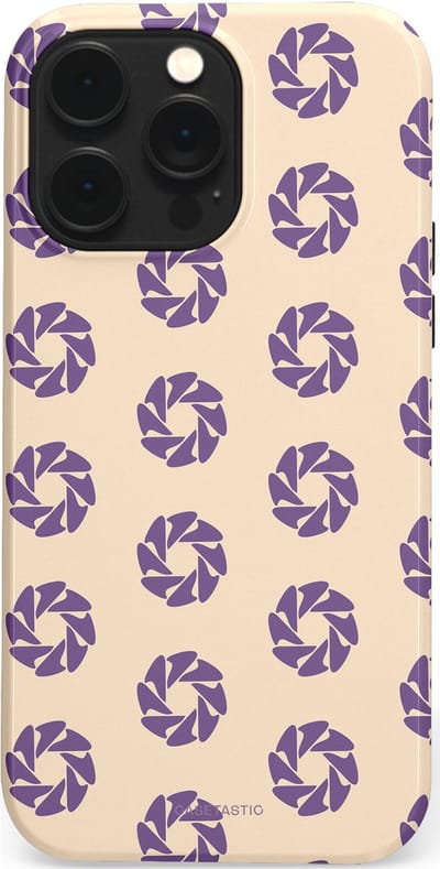 Casetastic hoesje geschikt voor Apple iPhone 14 Pro Max - MagSafe - Dubbellaagse bescherming - Paarse Cirkels op het Zand - Fashion Case - Crème Lavendel Zilver