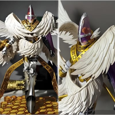 22cm/8.6in Anime Digimon Adventure Figuur Volledig lichaam Heilige Angemon Actiefiguren Pvc Standbeeld Verzameling Model Speelgoed Cadeaus gray