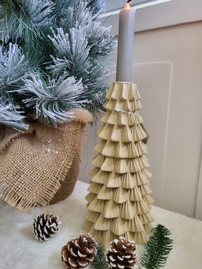 Mix en Match - Kandelaar - Kerstboom - Kerst - Beige - Zandkleur - 26x11cm