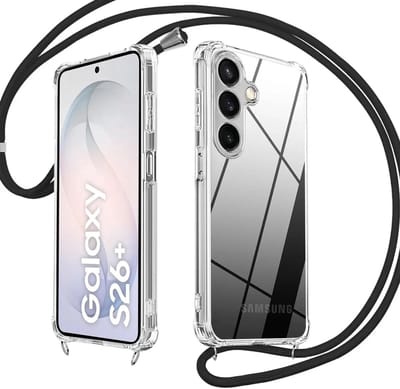 Transparant Hoesje met Koord Geschikt voor Samsung Galaxy S26 Plus - Case Schokbestendig TPU - Shockproof Back Cover met Ketting - Doorzichtig