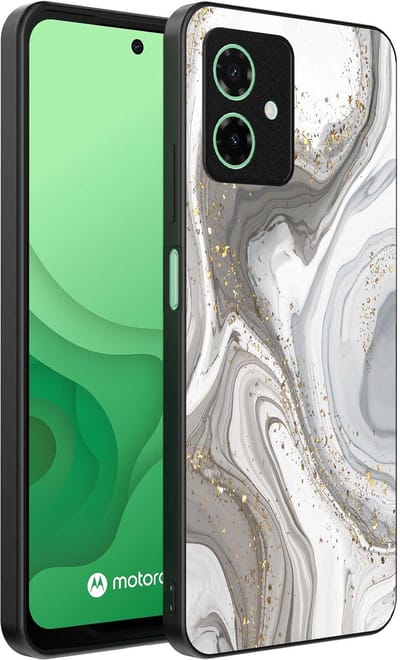 Smartphonica Telefoonhoesje Geschikt voor Motorola Moto G54 met marmer opdruk - TPU backcover case marble design - Zilver geschikt voor Motorola Moto G54