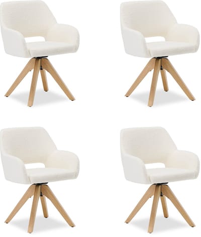 Homestyle4u Eetkamerstoel - Set van 4 stoelen - met armleuningen - draaibaar - Wit