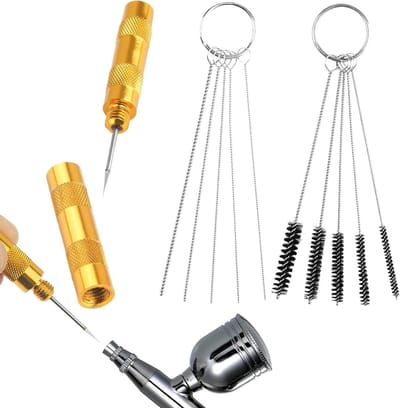 Ronte - Complete reinigingsset voor airbrush met 5 borstels en 5 reinigingssuppels - reparatieset inclusief airbrush-ruimer