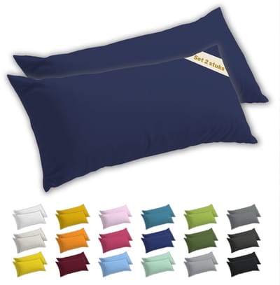Lavea® Zijslaapkussenslopen 40x145 cm Set van 2 – Kussenhoezen van 100% Zachte en Ademende Jersey Katoen met YKK Ritssluiting – Galaxieblauw